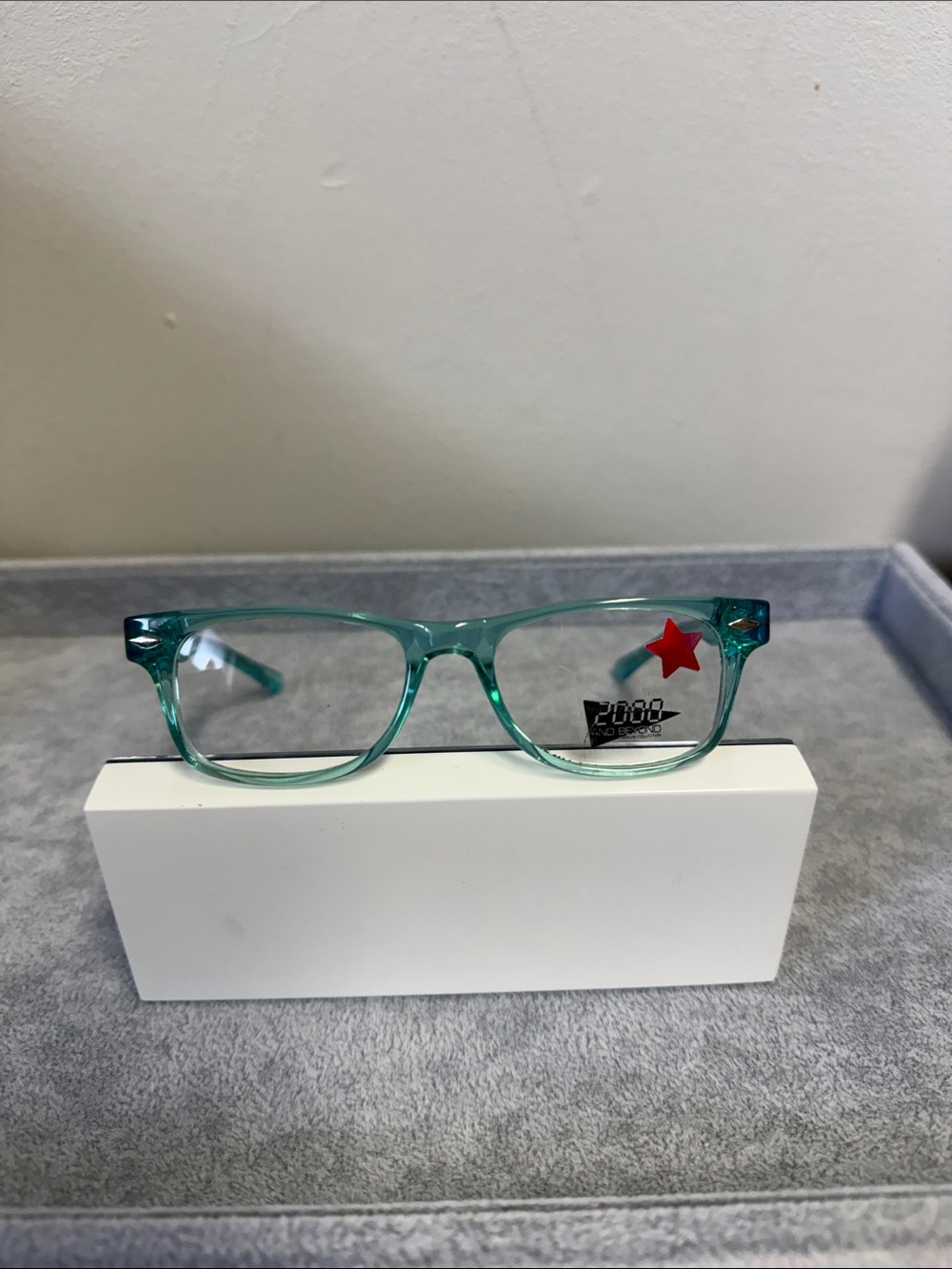 NWT Smilen 2000 Eyewear Clear Aqua Teal Eyeglass Frames Eyesize 46